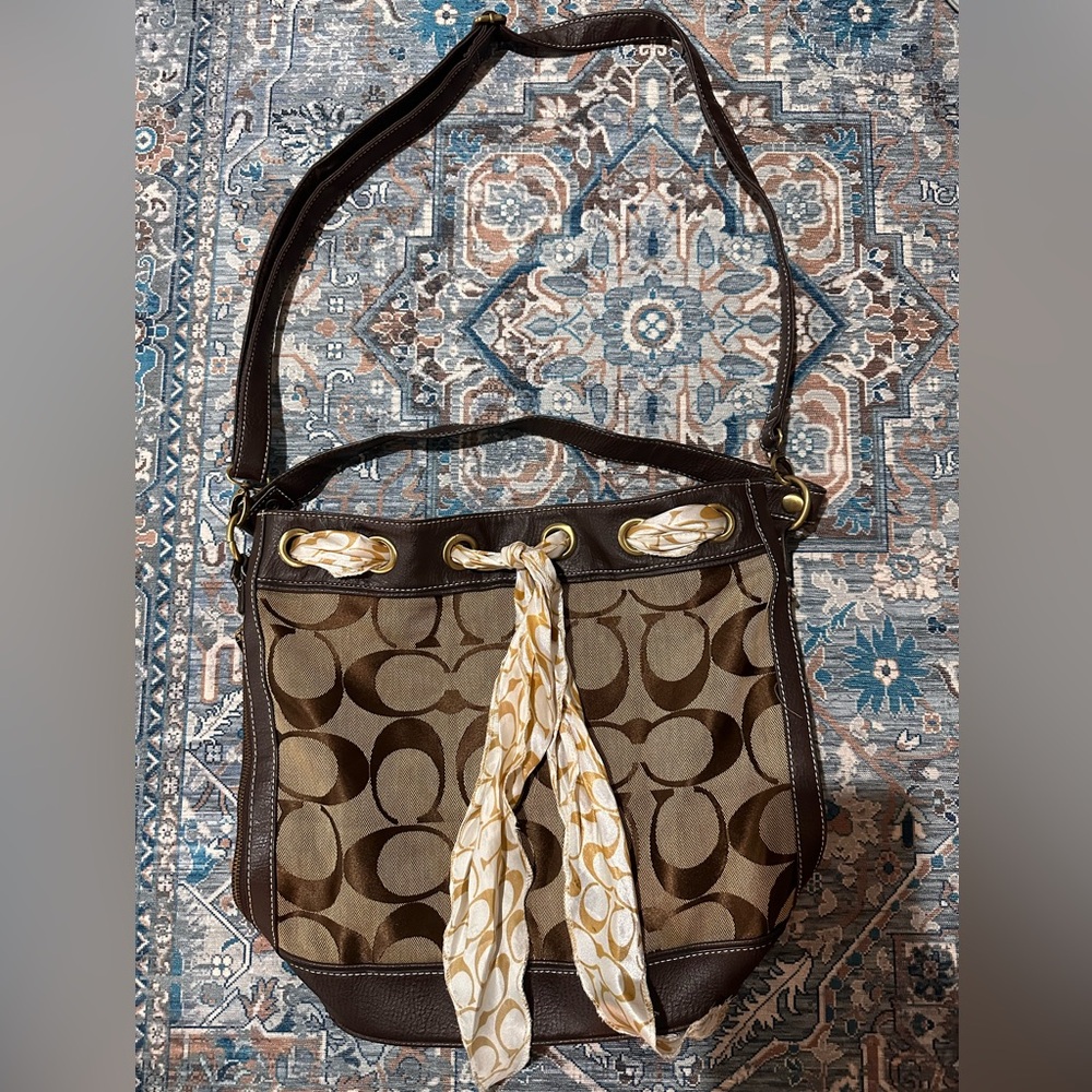 Coach Brown and Cream Shoulder Bag
